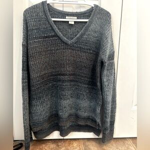 Christian Siriano Blue and Gray V-Neck Sweater Ombré Knit